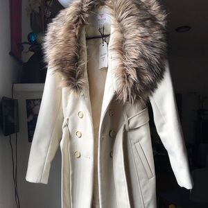 Guess Alina Double Breasted Coat in Invory